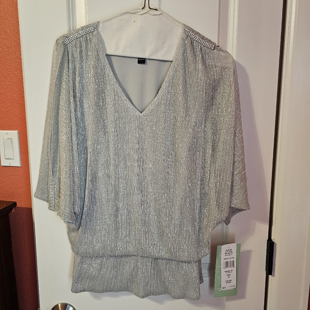 Elegant Silver Women's Top